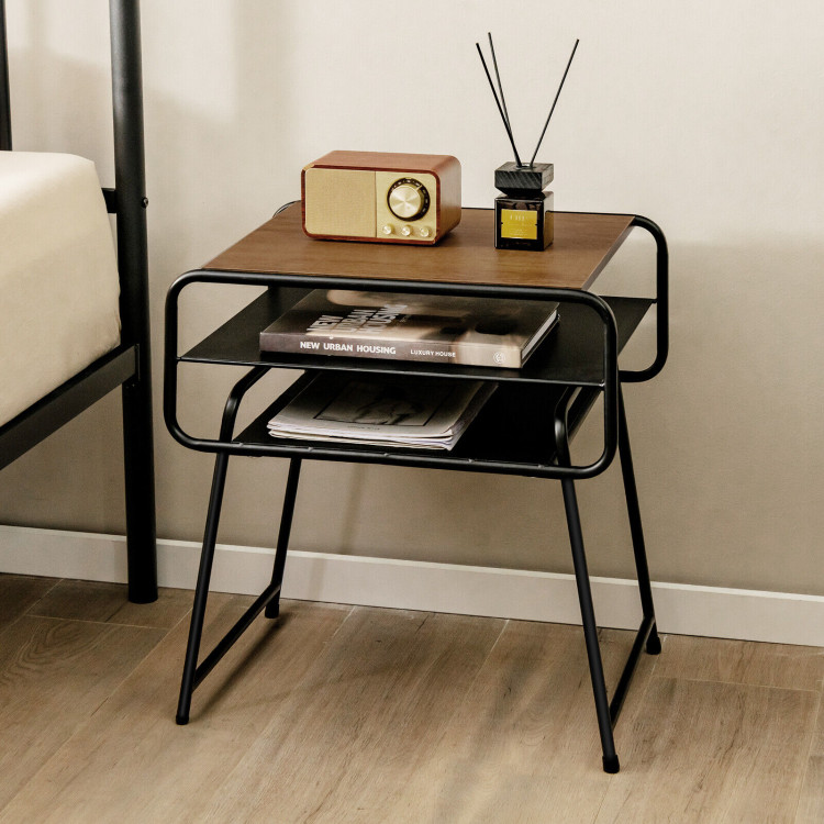 3-tier Compact Side End Table with Storage Shelf-CoffeeCostway Gallery View 6 of 10